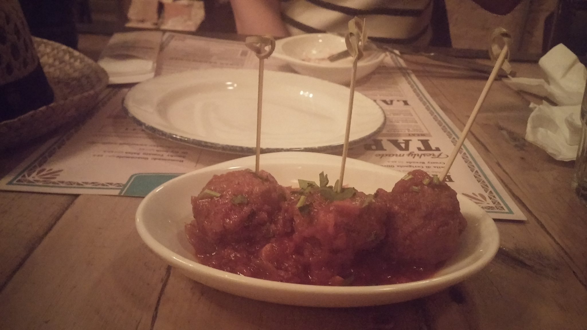 beef, chorizo and pork meatballs served with spicy tomato sauce