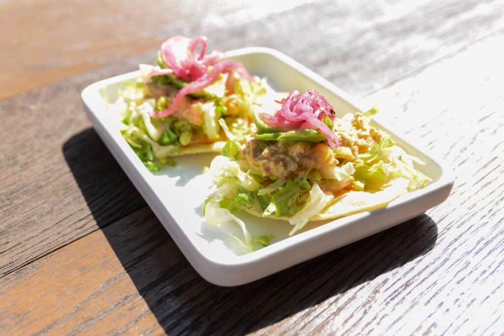 Wahaca Devon crab and avocado tostadas