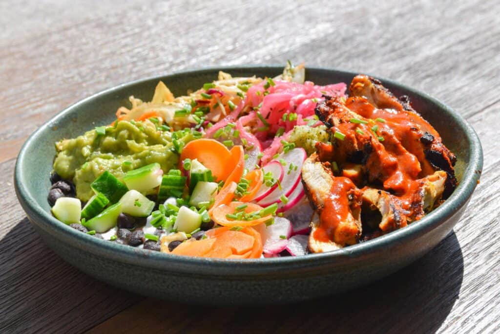 Wahaca grilled chicken rainbow bowl