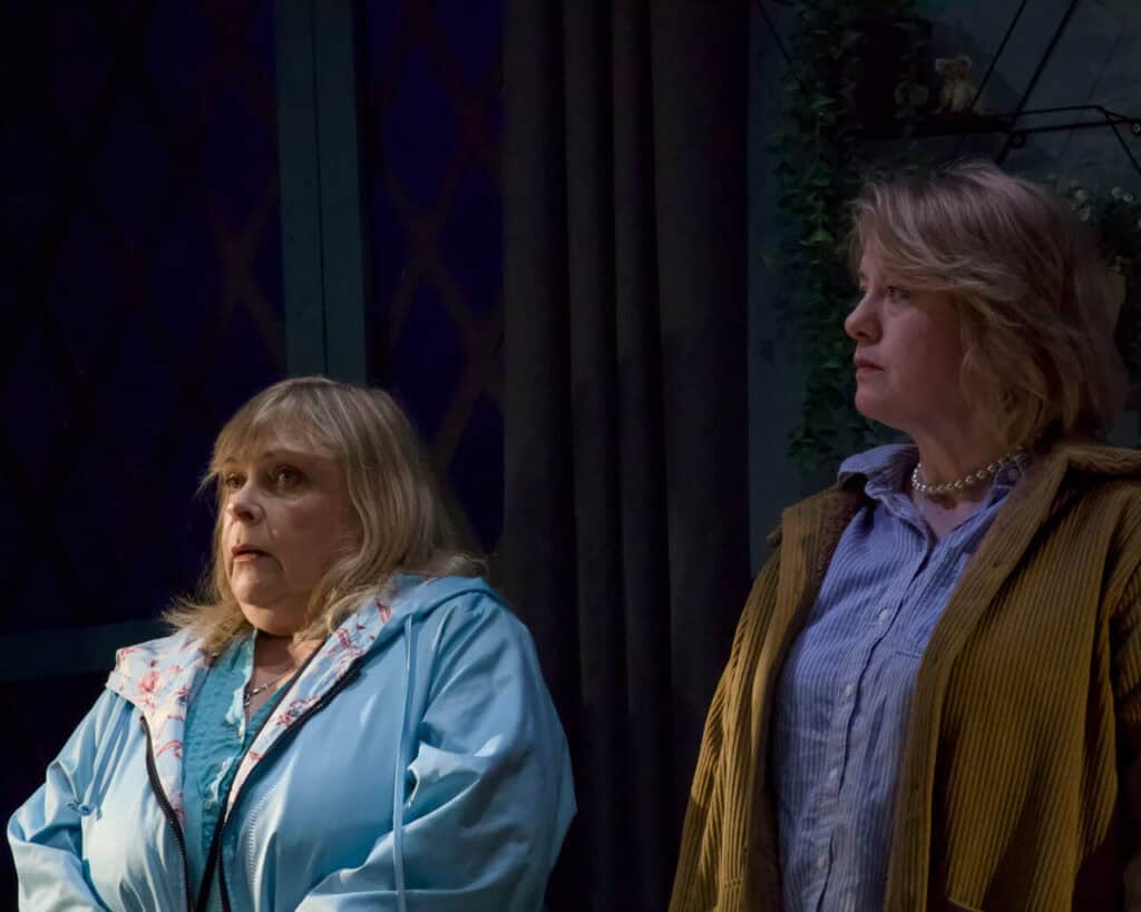 
R>L Sarah Wynne Kordas and Susan Earnshaw are part of a stellar cast in The Mantrap. The play is directed by Karen Henson with a writing team of John Goodrum and Sean Aita.