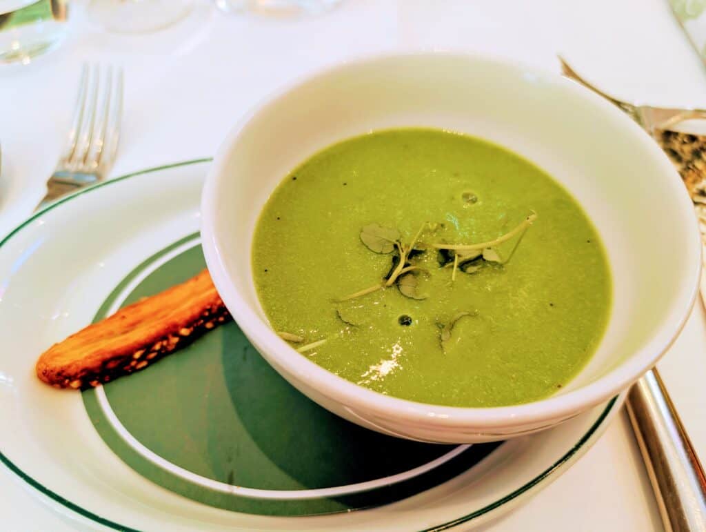 Pea soup at The Ivy Nottingham, 31 Bridlesmith Gate, Nottingham NG1 2AX